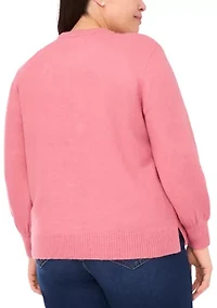 Plus Soutache Floral Crew Neck Sweater