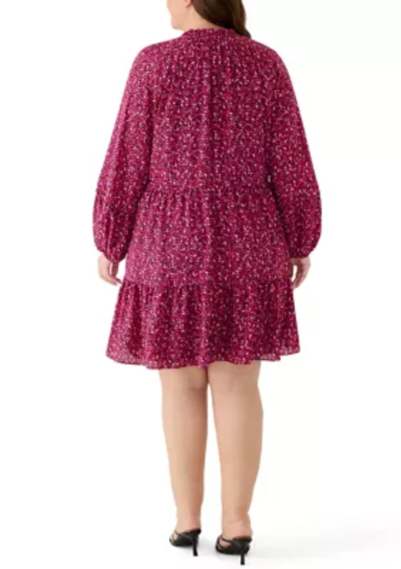 Plus Long Sleeve Babydoll Dress