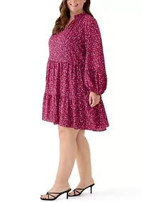 Plus Long Sleeve Babydoll Dress