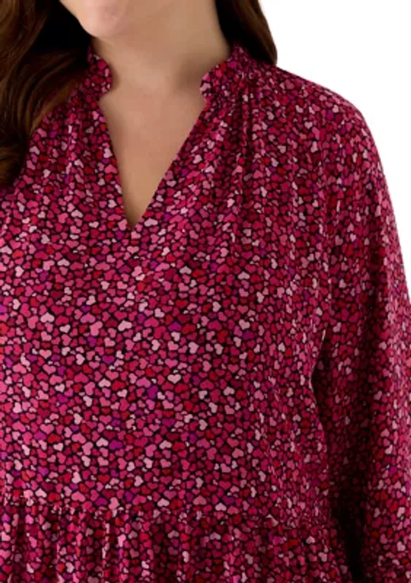 Plus Long Sleeve Babydoll Dress