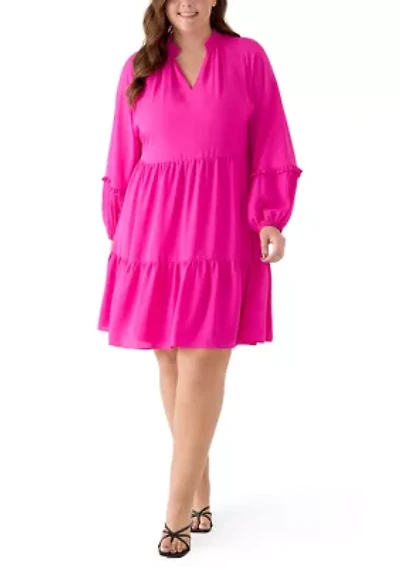 Plus Long Sleeve Babydoll Dress