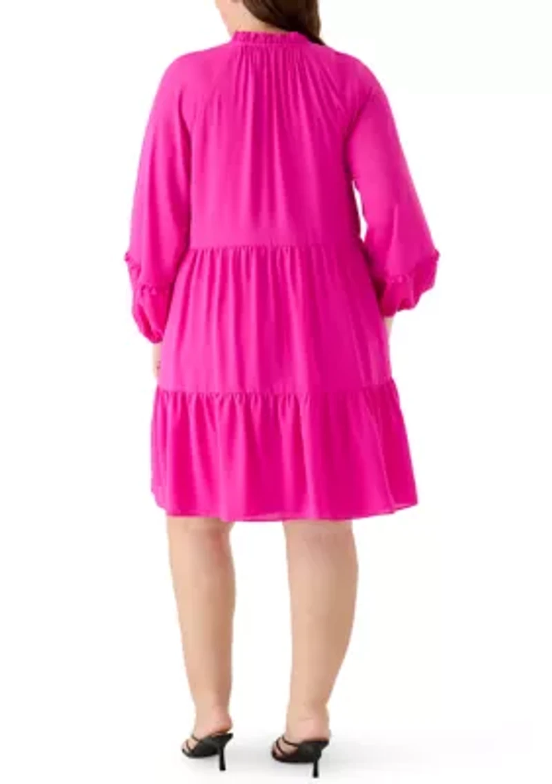 Plus Long Sleeve Babydoll Dress