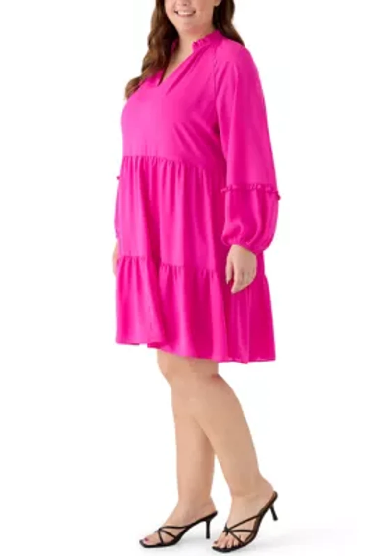 Plus Long Sleeve Babydoll Dress