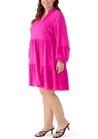 Plus Long Sleeve Babydoll Dress