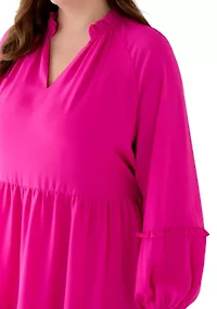 Plus Long Sleeve Babydoll Dress