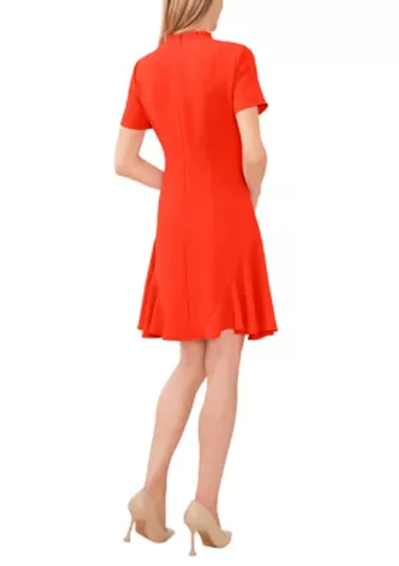 Petite Short Sleeve Ruffle Dress