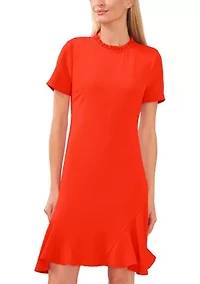 Petite Short Sleeve Ruffle Dress