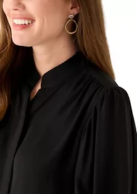 Petite 3/4 Sleeve New Ivory Button Down Top