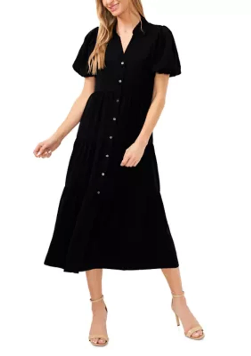 Petite Puff Sleeve Tiered Maxi Dress