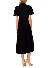 Petite Puff Sleeve Tiered Maxi Dress