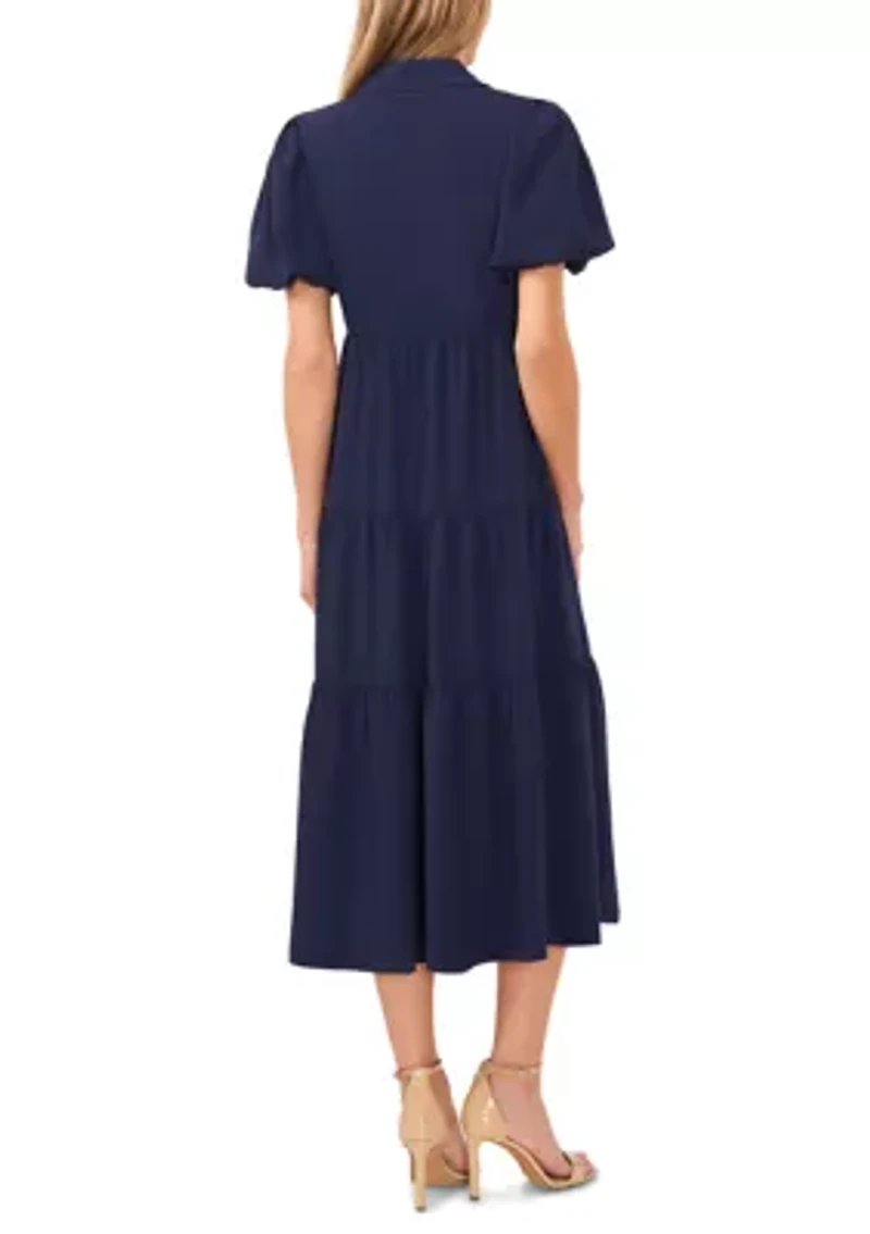 Petite Puff Sleeve Tiered Maxi Dress