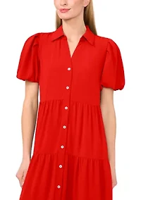 Petite Puff Sleeve Tiered Maxi Dress