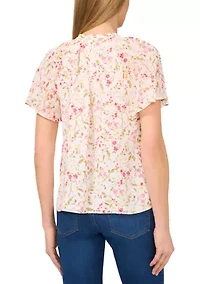 Petite Flutter Sleeve Pleated Top