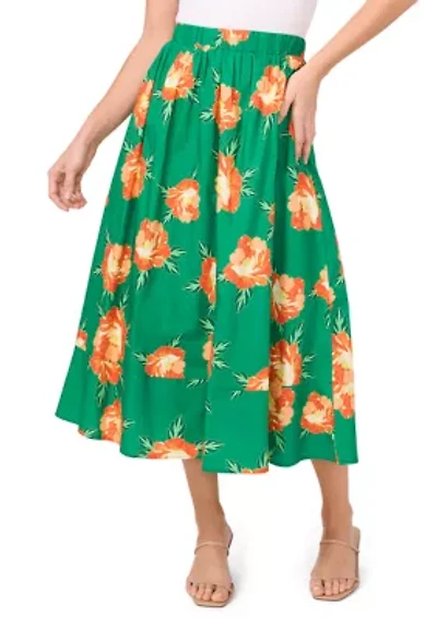 Petite Elastic Waist Midi Skirt