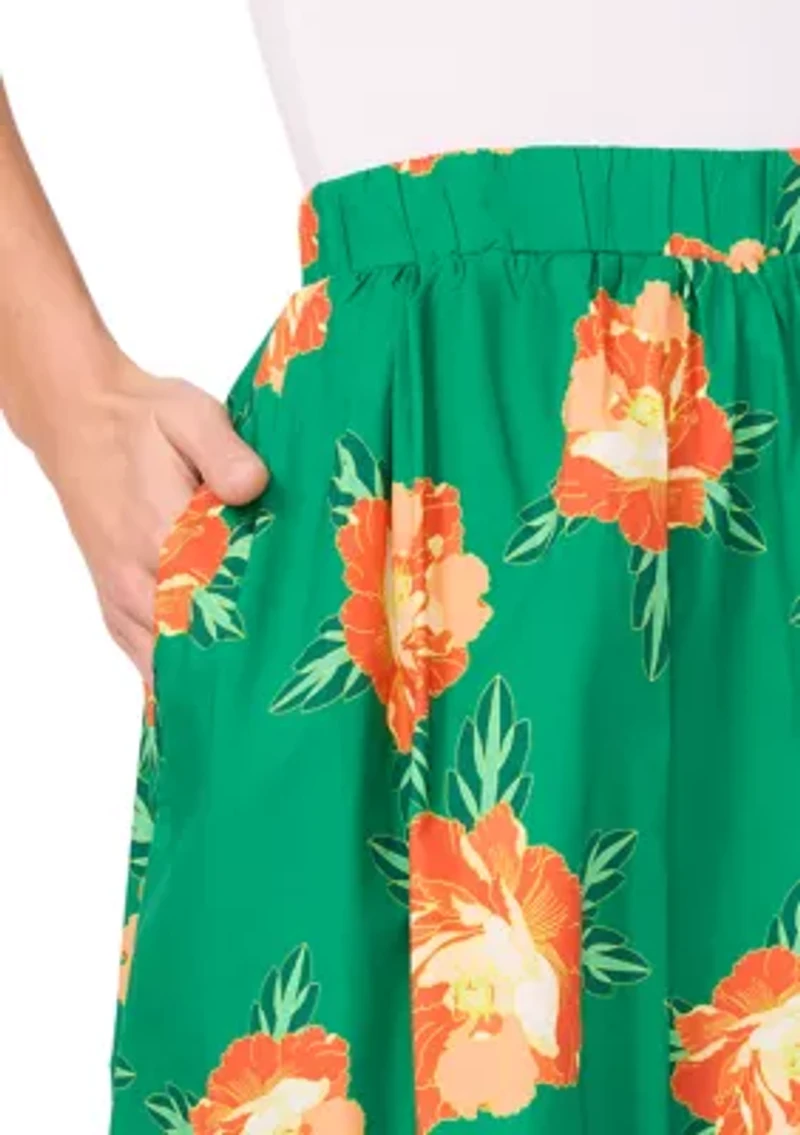 Petite Elastic Waist Midi Skirt