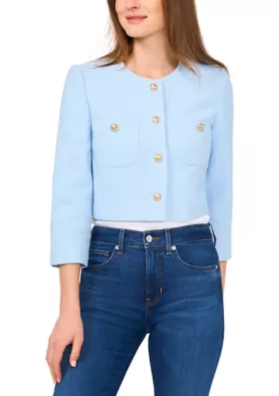 Petite Long Sleeve Collarless Jacket