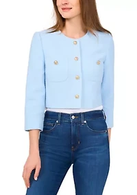 Petite Long Sleeve Collarless Jacket