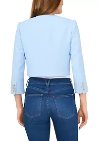 Petite Long Sleeve Collarless Jacket