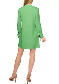 Petite Long Sleeve Tie Front Dress