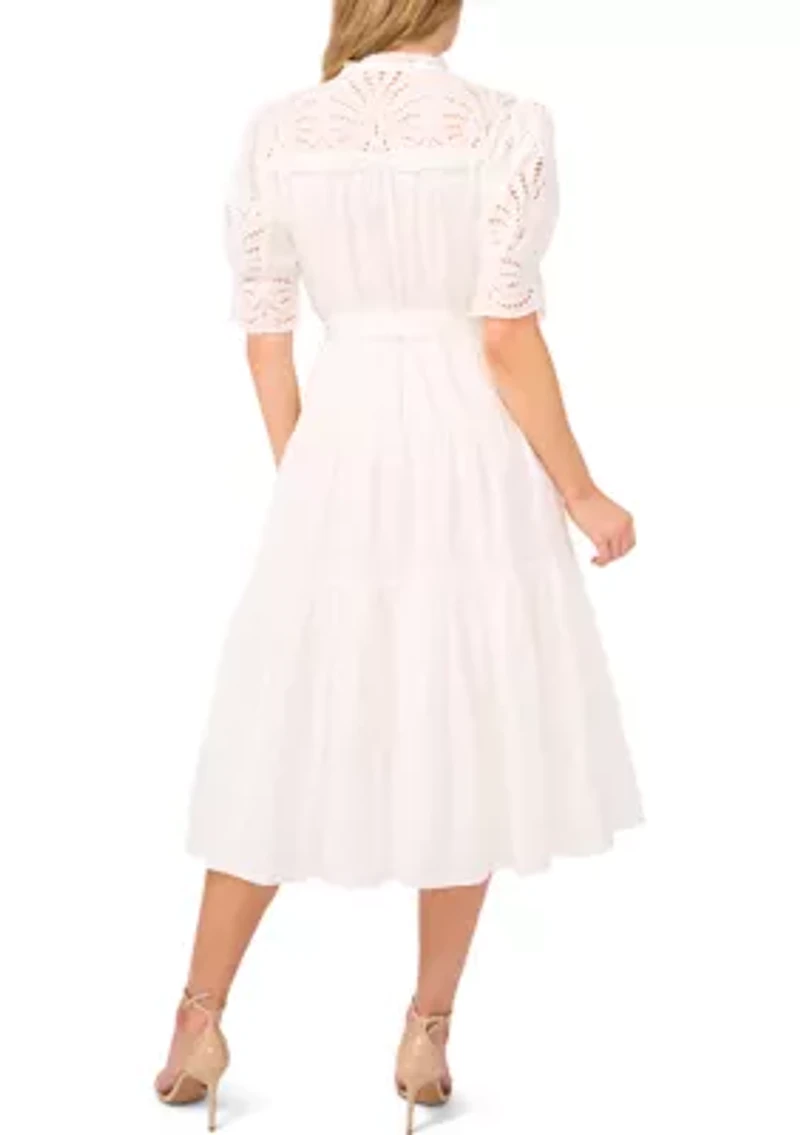 Petite Eyelet Midi Dress