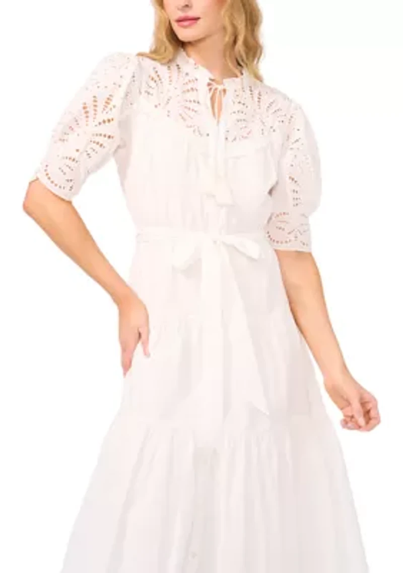 Petite Eyelet Midi Dress
