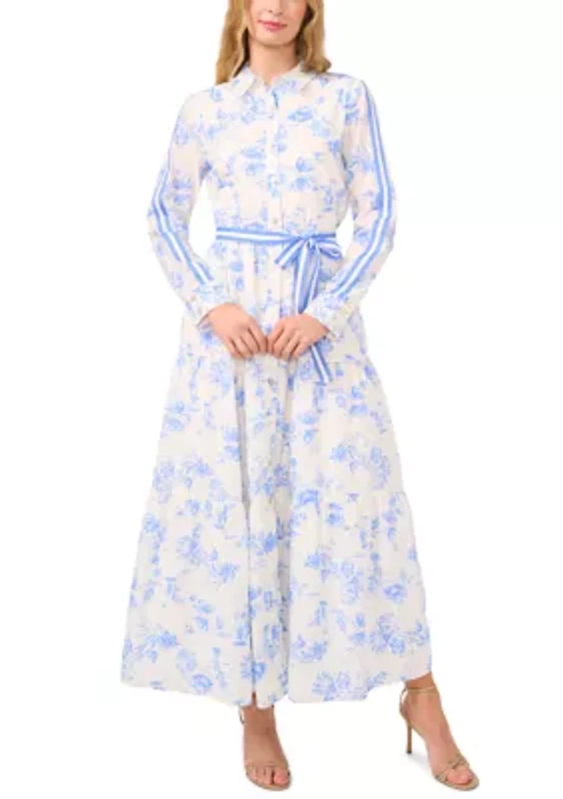 Petite Floral Printed Shirt Dress