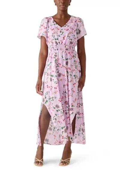 Petite Short Sleeve V-Neck Midi Dress