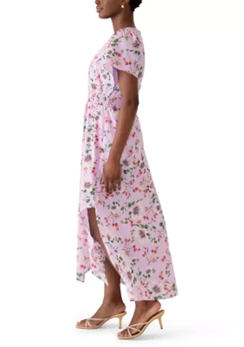 Petite Short Sleeve V-Neck Midi Dress