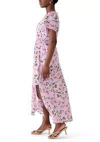Petite Short Sleeve V-Neck Midi Dress