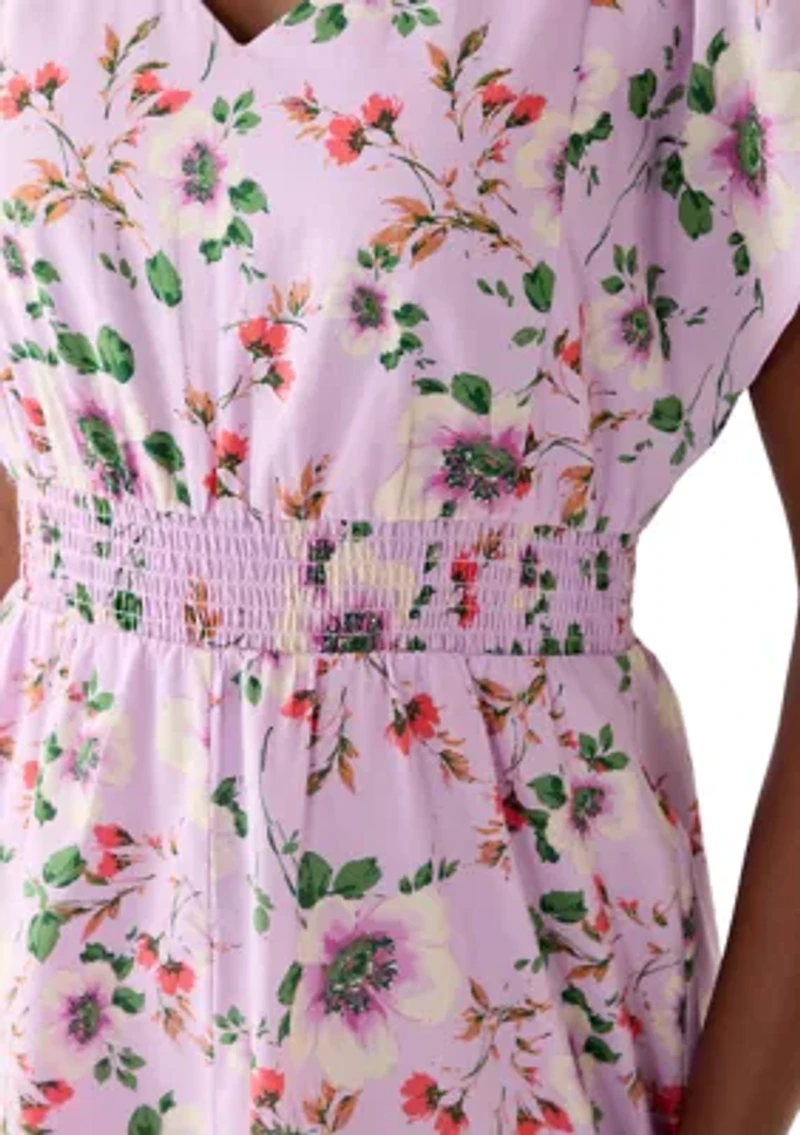 Petite Short Sleeve V-Neck Midi Dress