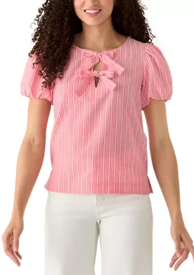 Women's Puff Sleeve Tie Top
