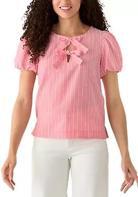 Women's Puff Sleeve Tie Top