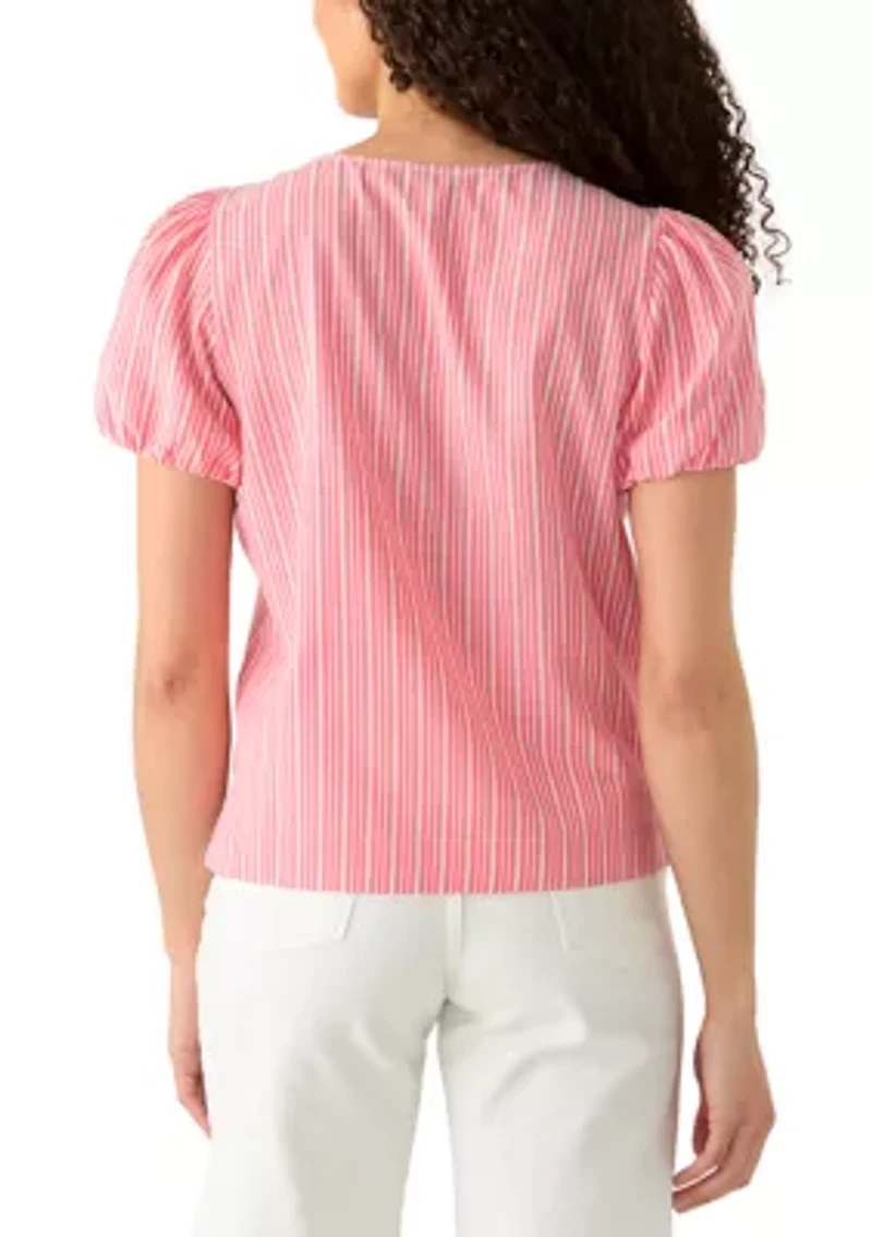 Women's Puff Sleeve Tie Top