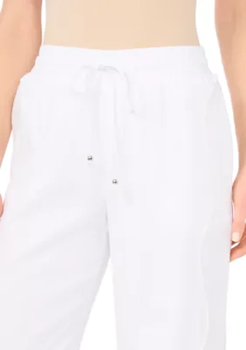 Petite Elastic Tie Waist Pants