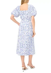 Petite Puff Sleeve Sweetheart Dress