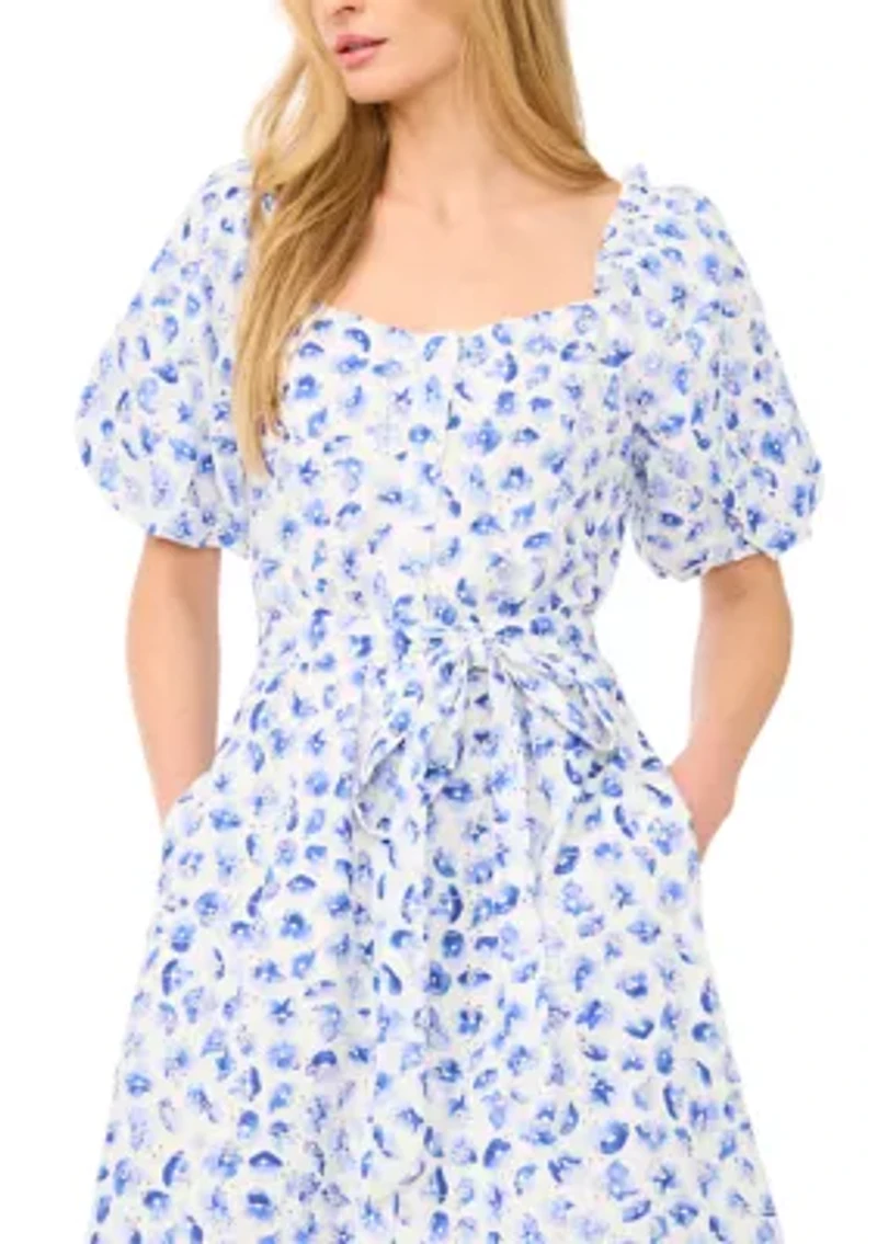 Petite Puff Sleeve Sweetheart Dress