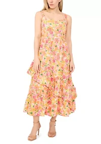 Petite Asymmetrical Hem Ruffle Midi Corset Dress