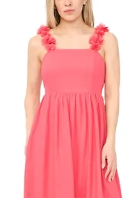 Petite Floral Strapped Tiered Midi Dress