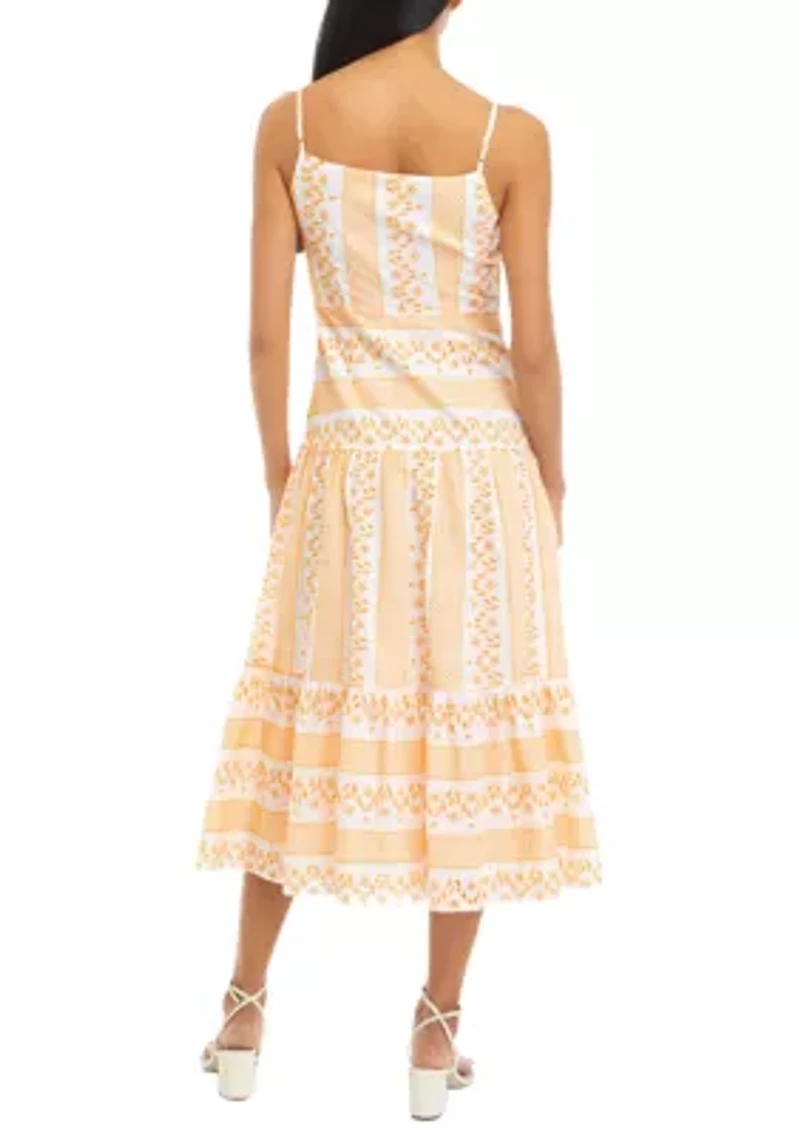 Petite Square Neck Eyelet Maxi Dress