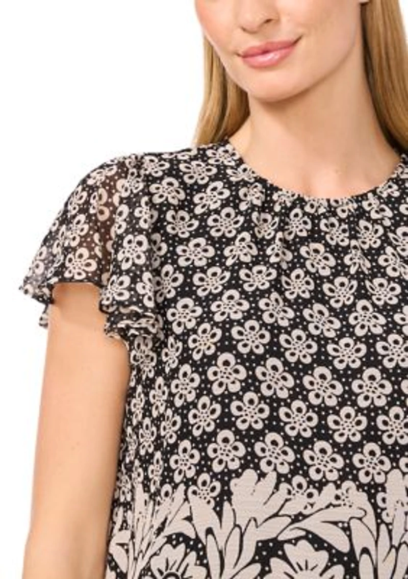 Petite Flutter Sleeve Printed Top