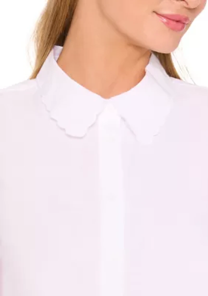 Petite Eyelet Embroidered Blouse