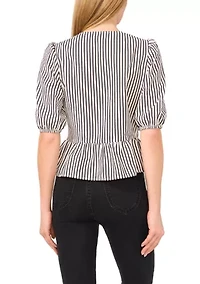 Petite Bow Front Peplum Hem Top