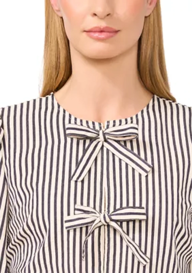 Petite Bow Front Peplum Hem Top