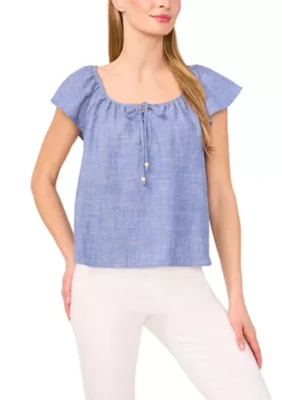 Petite Gathered Neck Top