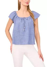 Petite Gathered Neck Top