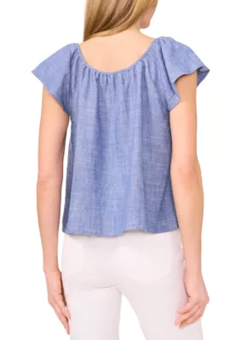 Petite Gathered Neck Top
