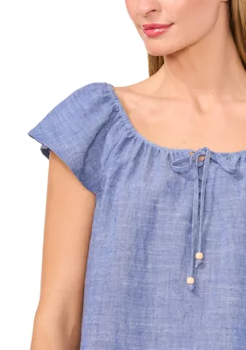 Petite Gathered Neck Top