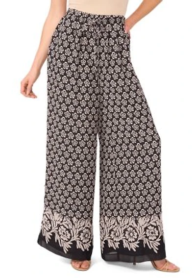Petite Elastic Waist Printed Wide Leg Pants