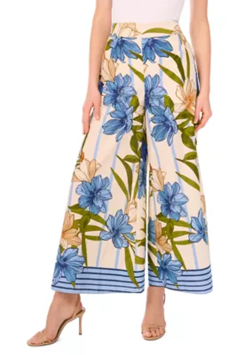 Petite Printed Wide Leg Pull On Pants