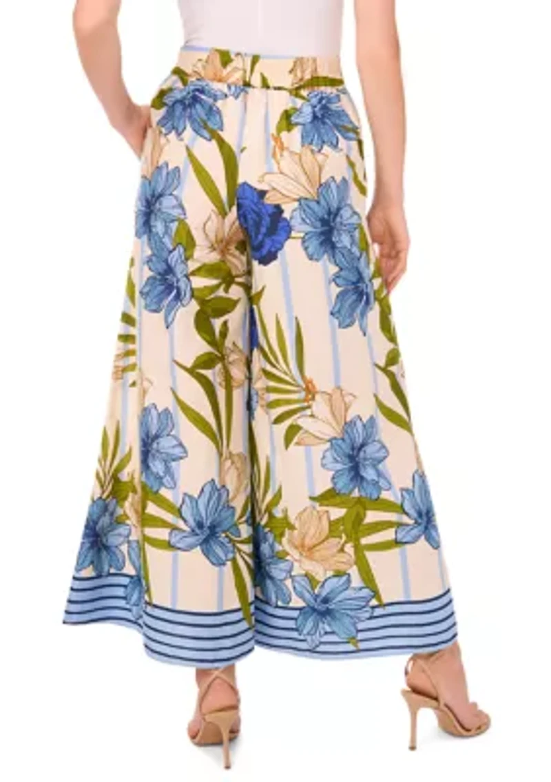 Petite Printed Wide Leg Pull On Pants